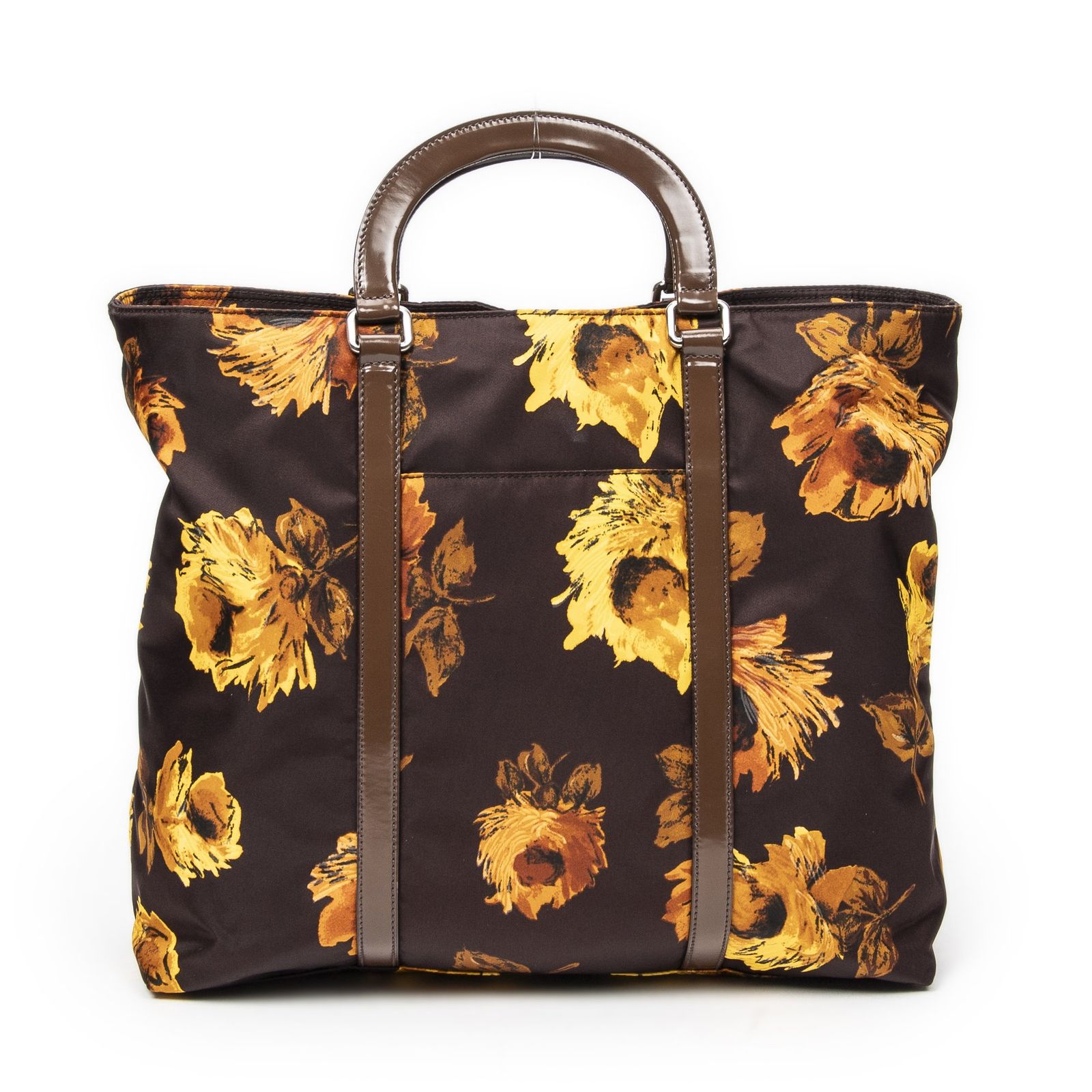 プラダプリントジップショッパートート黒プリントナイロンキャンバスA