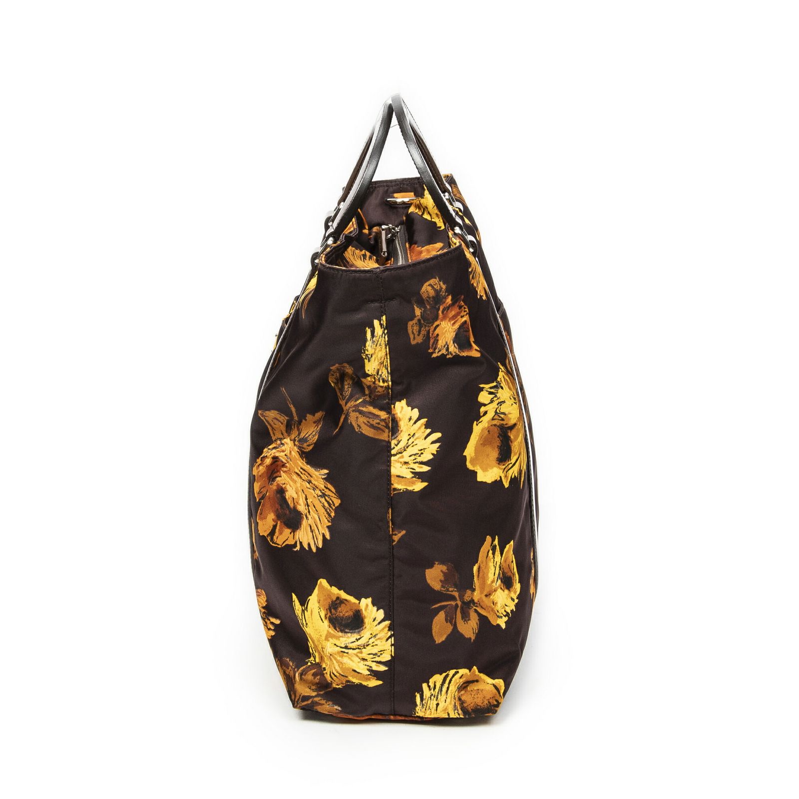 PRADA プラダプリントジップショッパートート黒プリントナイロンキャンバスA