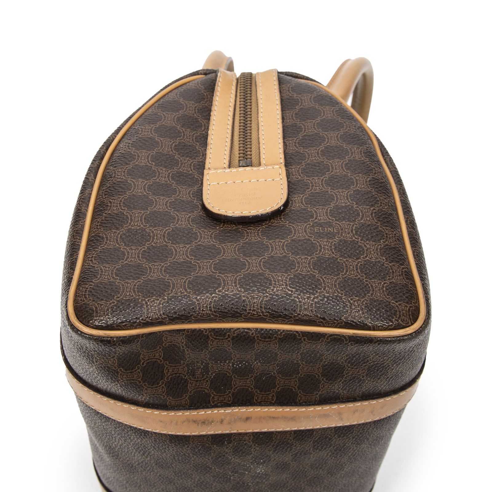 CELINE セリーヌヴィンテージミニボストンブラウン ベージュマカダムPVCキャンバスAB NEXPOTALLINN_EU