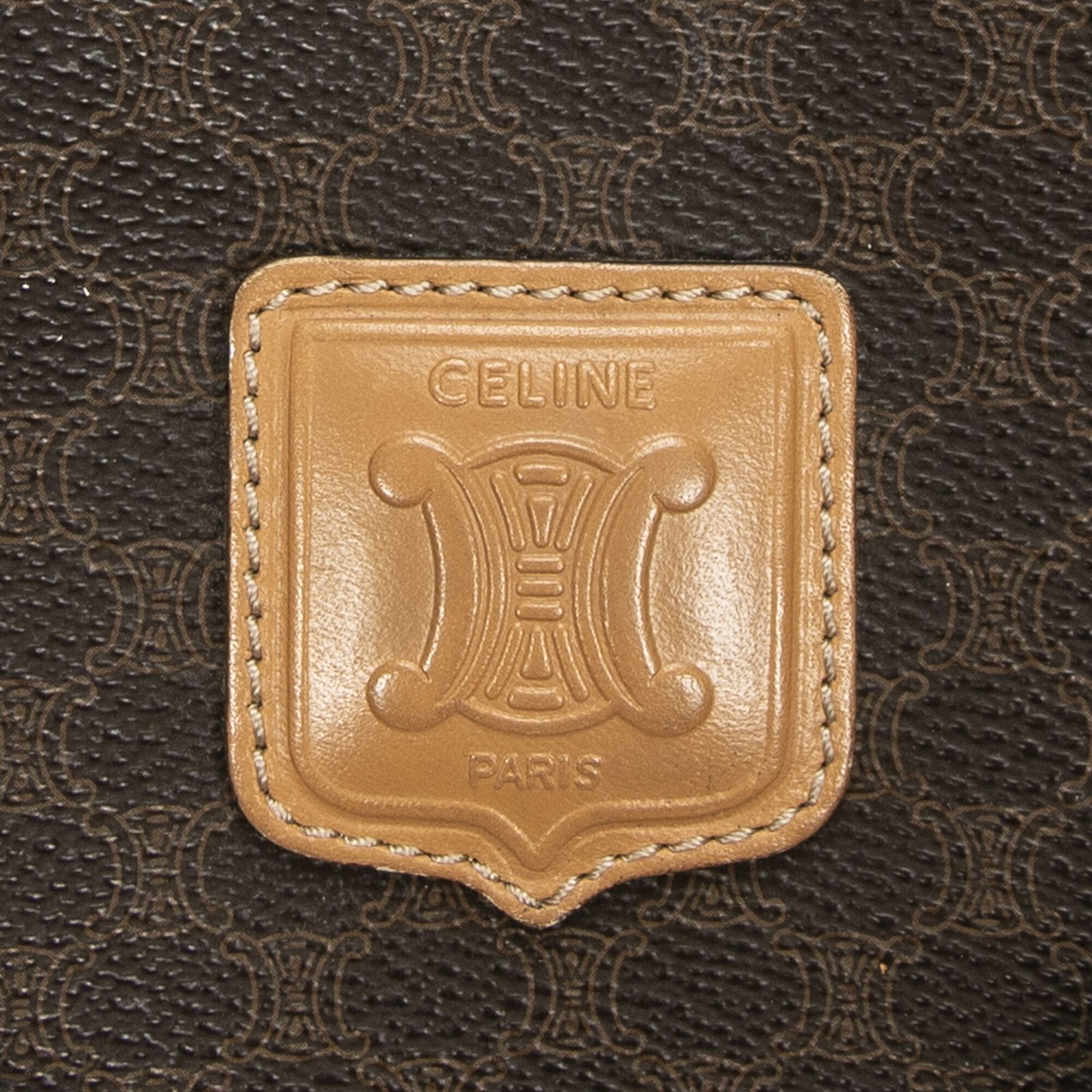 セリーヌヴィンテージミニボストンブラウン ベージュマカダムPVCキャンバスAB