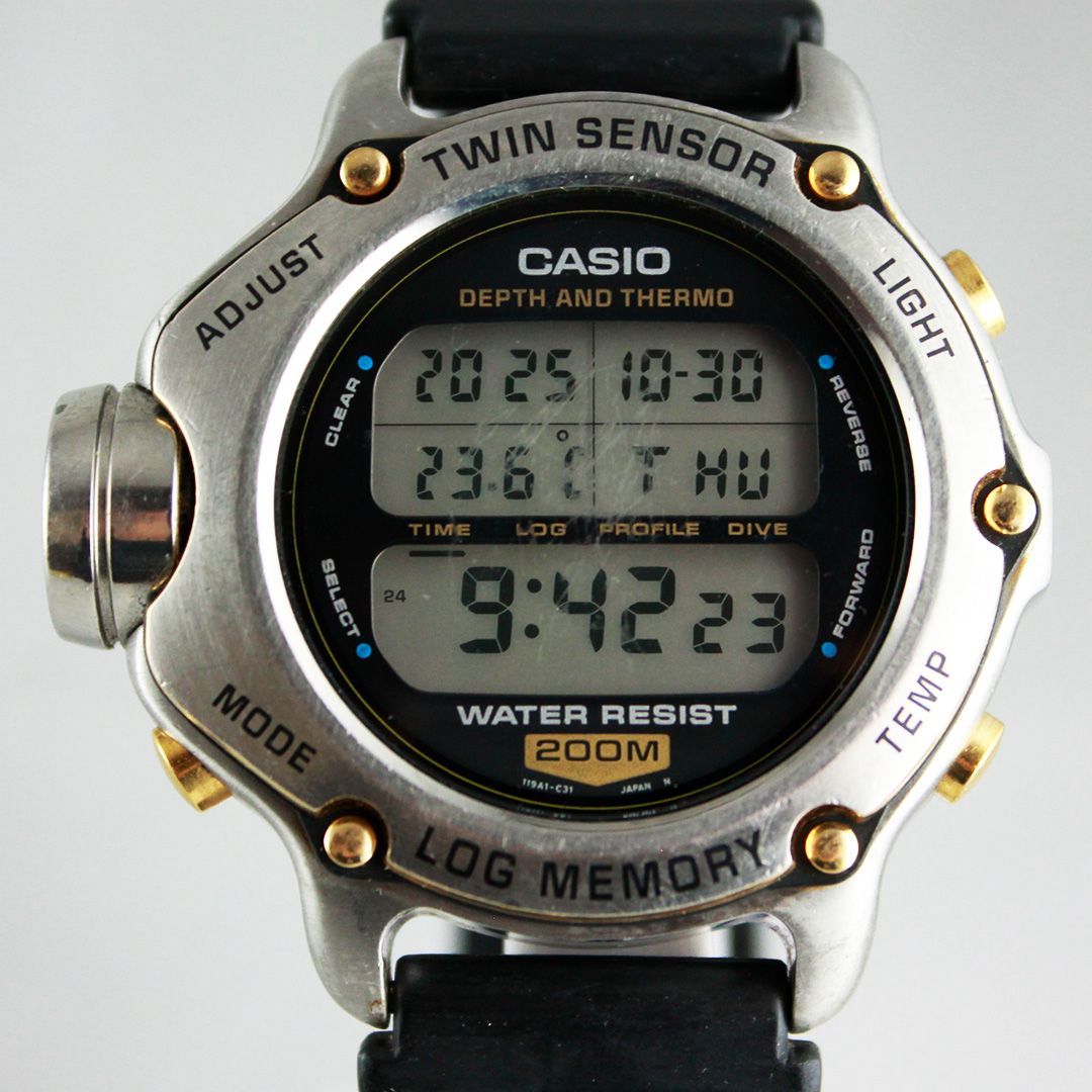  CASIO カシオ DEP 600 潜水王 デジタル ダイバーズウォッチ ステンレス シルバー メンズ モデル 品 銀座サコム堂 腕時計(デジタル) 時計