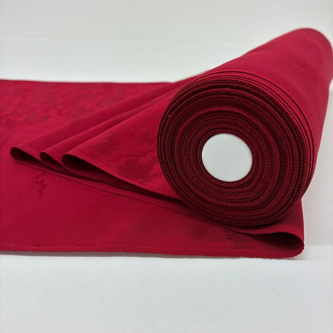 色無地 紋意匠 雲 志あわせ 丹後ちりめん 朱・緋色 反物 正絹 O030