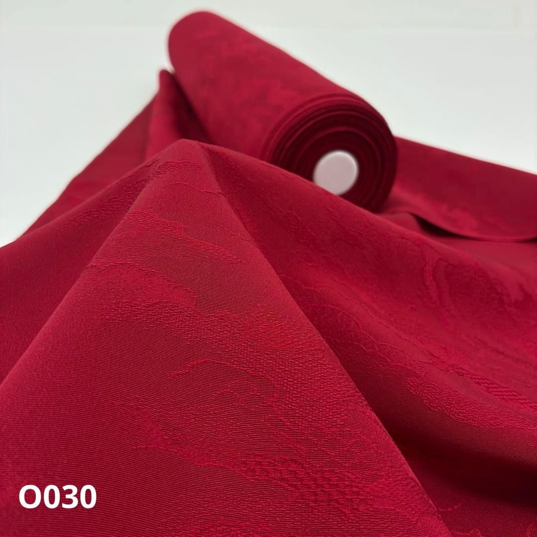色無地 紋意匠 雲 志あわせ 丹後ちりめん 朱・緋色 反物 正絹 O030