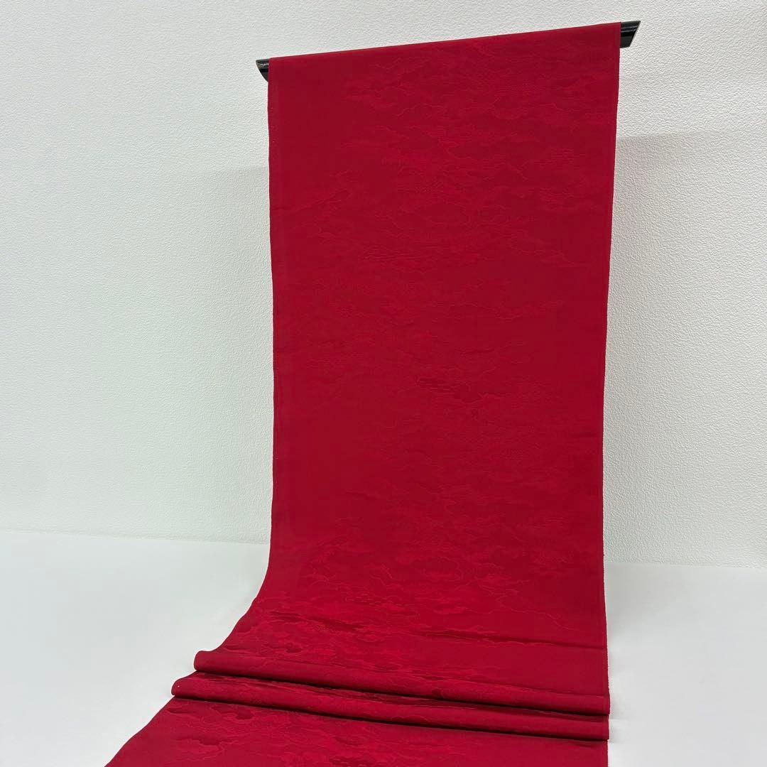 色無地 紋意匠 雲 志あわせ 丹後ちりめん 朱・緋色 反物 正絹 O030