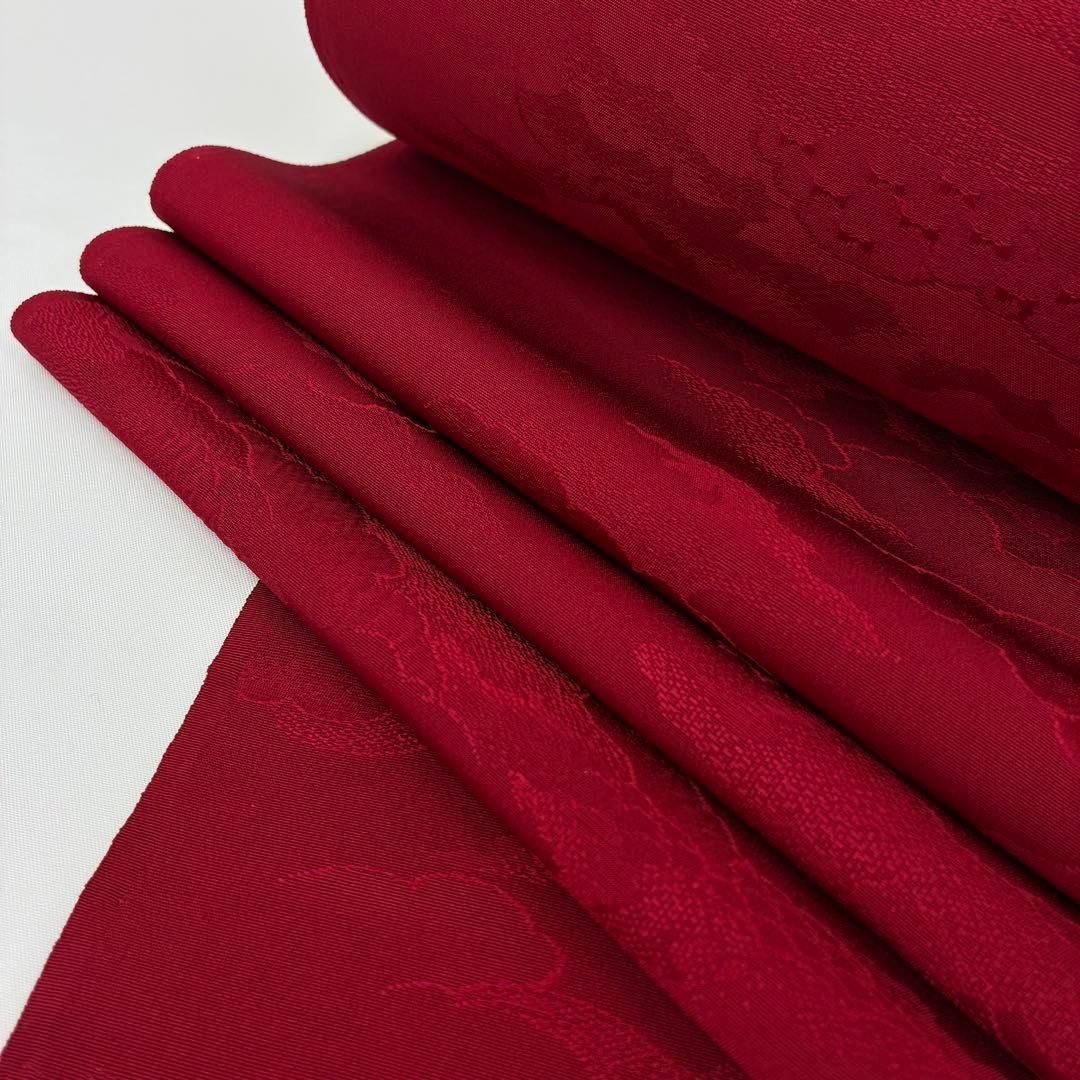 色無地 紋意匠 雲 志あわせ 丹後ちりめん 朱・緋色 反物 正絹 O030