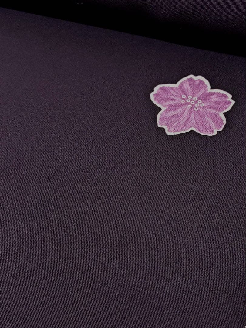 小紋 手描 桜 丹後ちりめん 飛び柄 紫黒色 反物 正絹 O019 小紋 手描