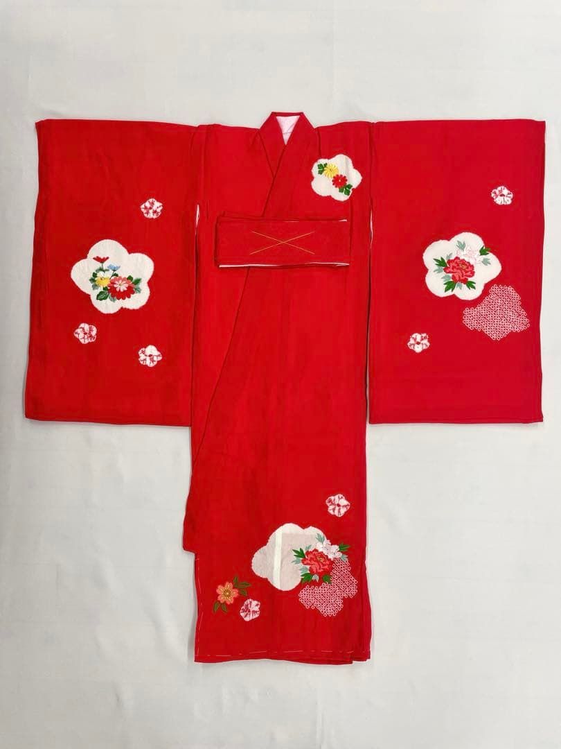 祝着 産着 一つ身 お宮参り 絞り 紋意匠 刺繍 紗綾形 鼓 毬 長襦袢 