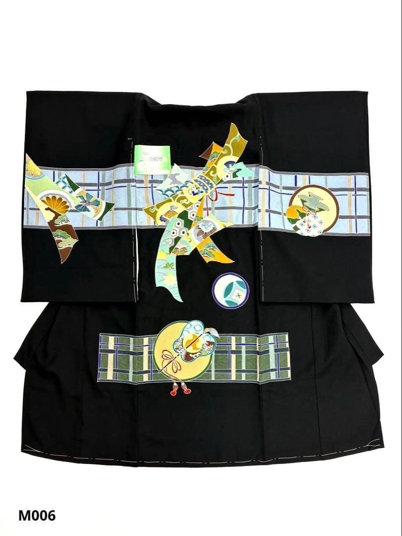 祝着 産着 一つ身 お宮参り 金彩 紋意匠 縮緬 熨斗 吉祥文様 長襦袢セット M006