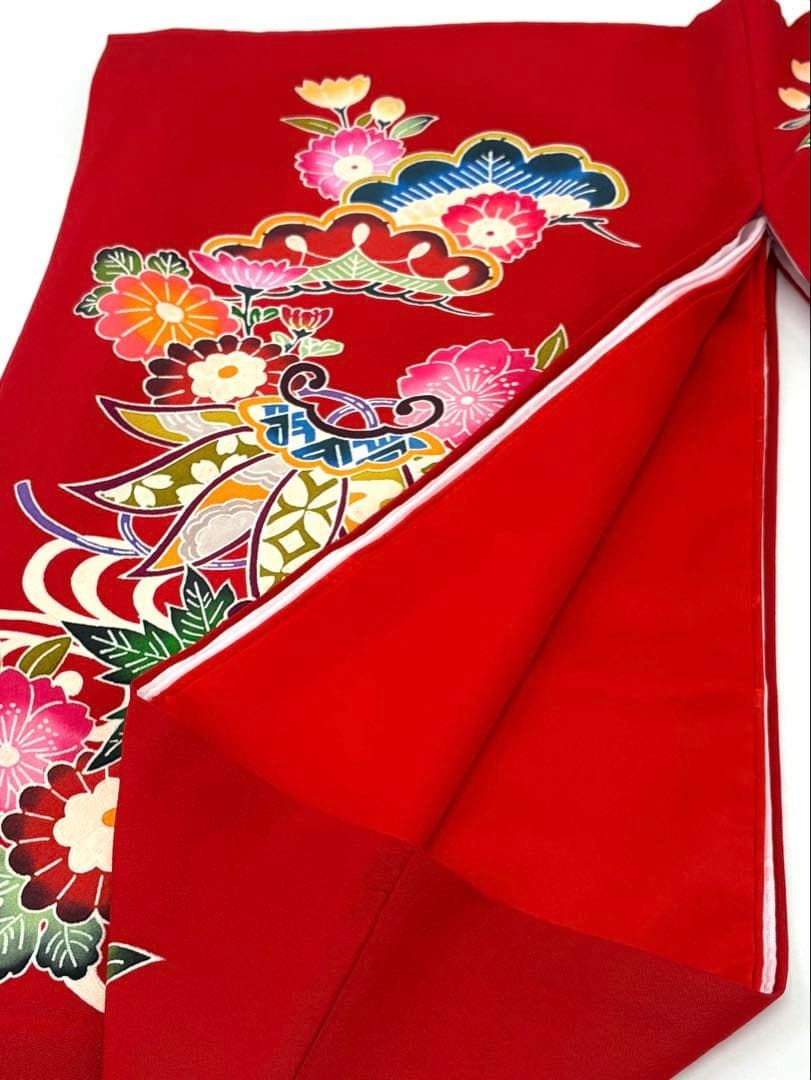 祝着 産着 一つ身 お宮参り 紅型 鞠に花 扇に花 流水 女の子 長襦袢 