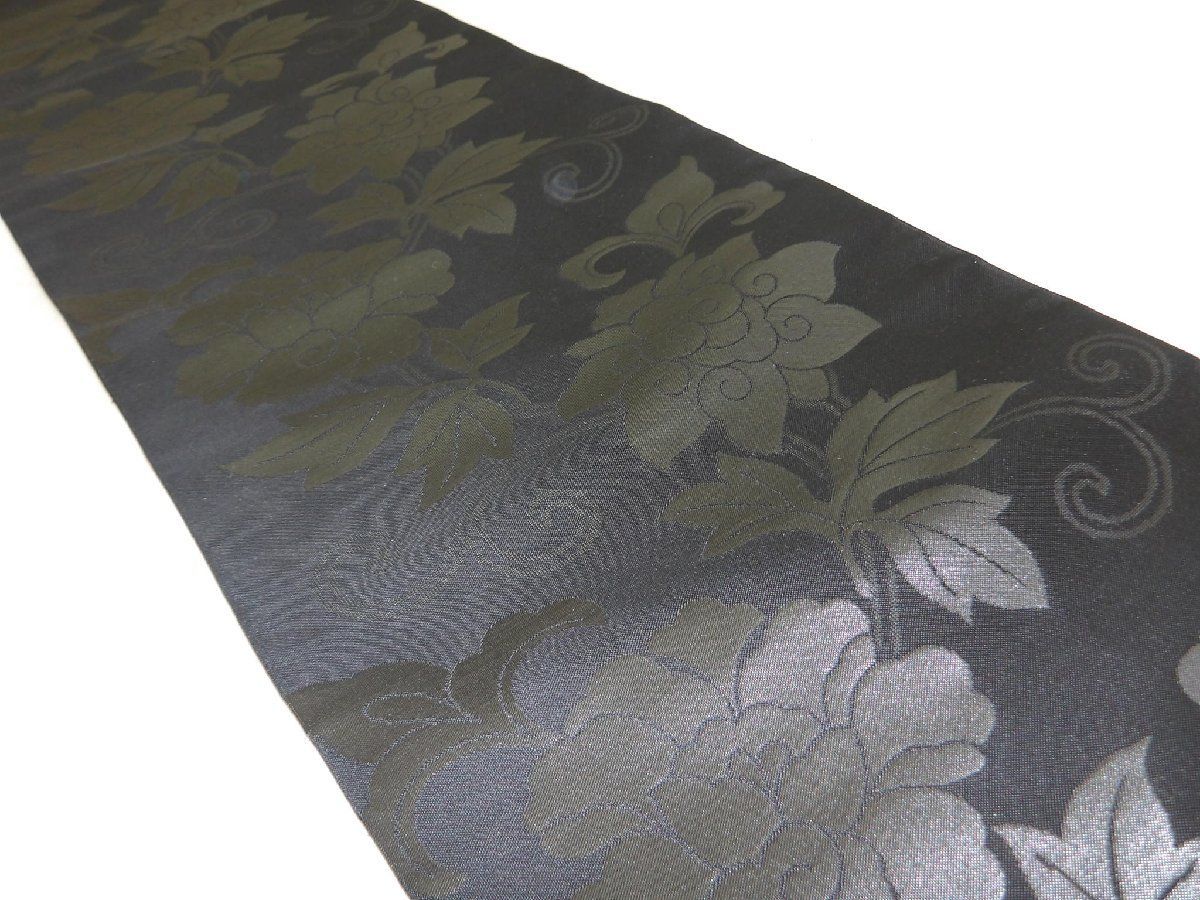 P40730 喪服用 黒共 九寸 名古屋帯 反物 t