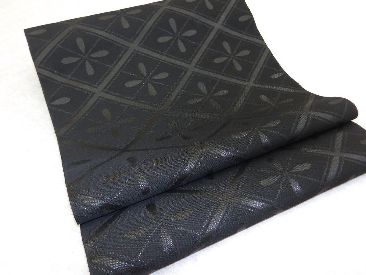 P40731 喪服用 黒共 九寸 名古屋帯 反物 t