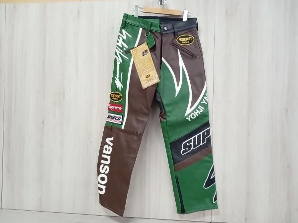 Supreme 22FW Yohji yamamoto VANSON split pant レザーパンツSIZE 32 グリーン ブラウン ブラック シュプリーム ヨウジヤマモト バンソン