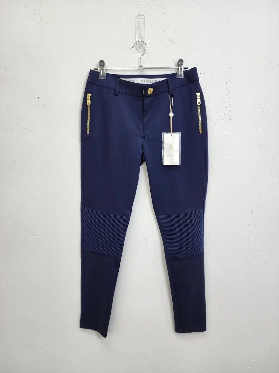 MARK-LONA ネイビー ニット パッチ パンツ