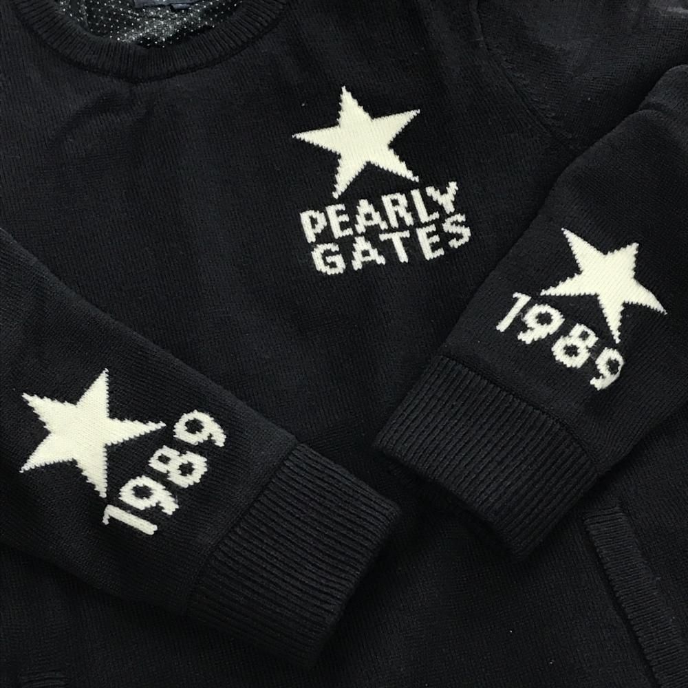 パーリーゲイツ セーター　スター地付蓄熱　レディー 美品】パーリーゲイツ セーター ネイビー×白 星 スター 裏地付 蓄熱