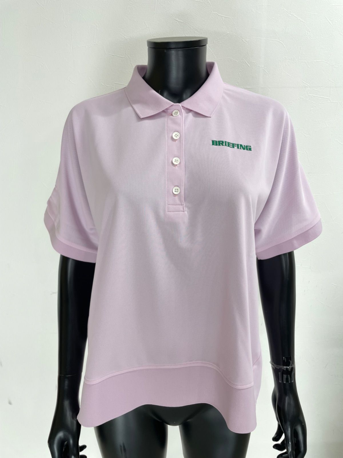 BRIEFING ブリーフィング ポリエステル 半袖 ポロシャツ ロゴ刺繍 ピンク レディース L ゴルフウェア
