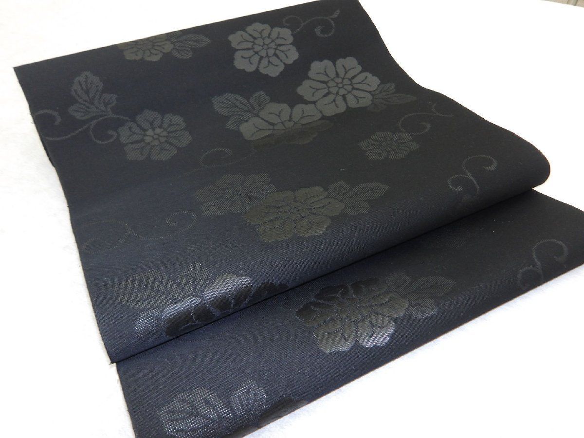 P40733 喪服用 黒共 九寸 名古屋帯 反物 t