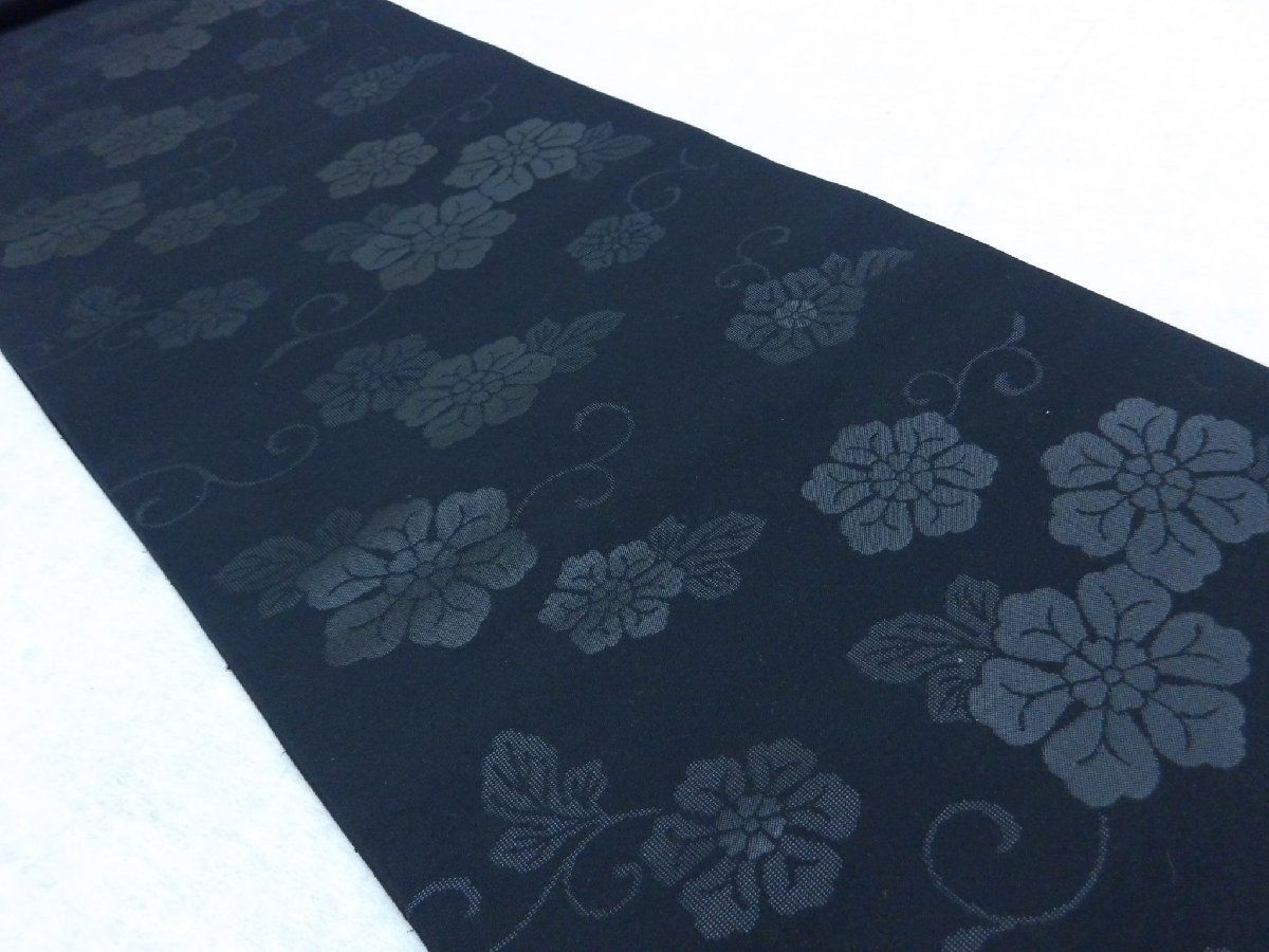 P40733 喪服用 黒共 九寸 名古屋帯 反物 t