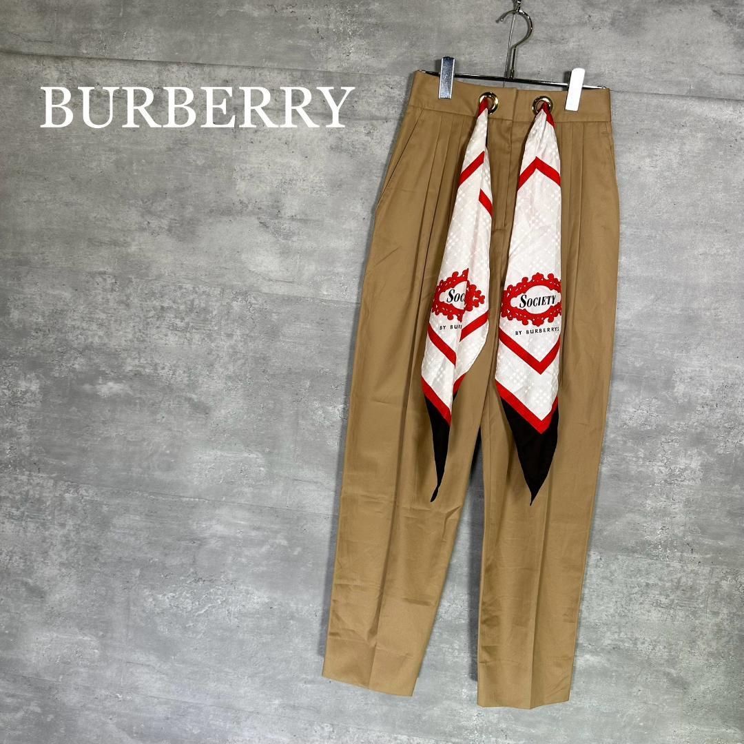 バーバリー 36 スカーフ付き センタープレス スラックスパンツ