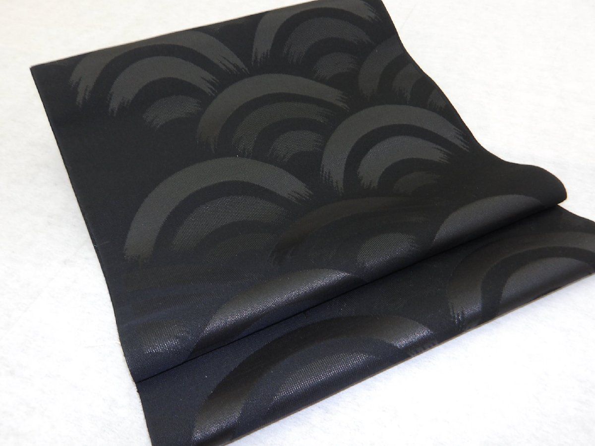 P40734 喪服用 黒共 九寸 名古屋帯 反物 t