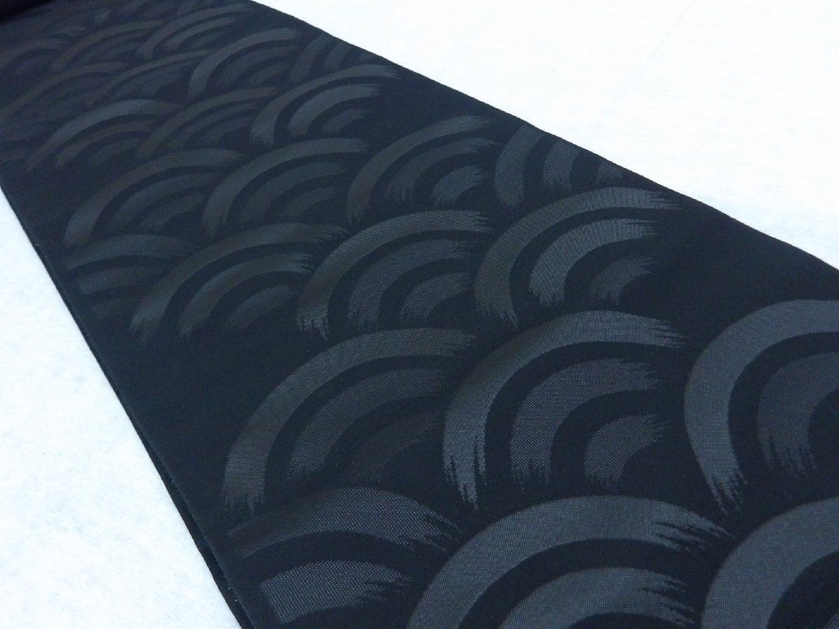 P40734 喪服用 黒共 九寸 名古屋帯 反物 t