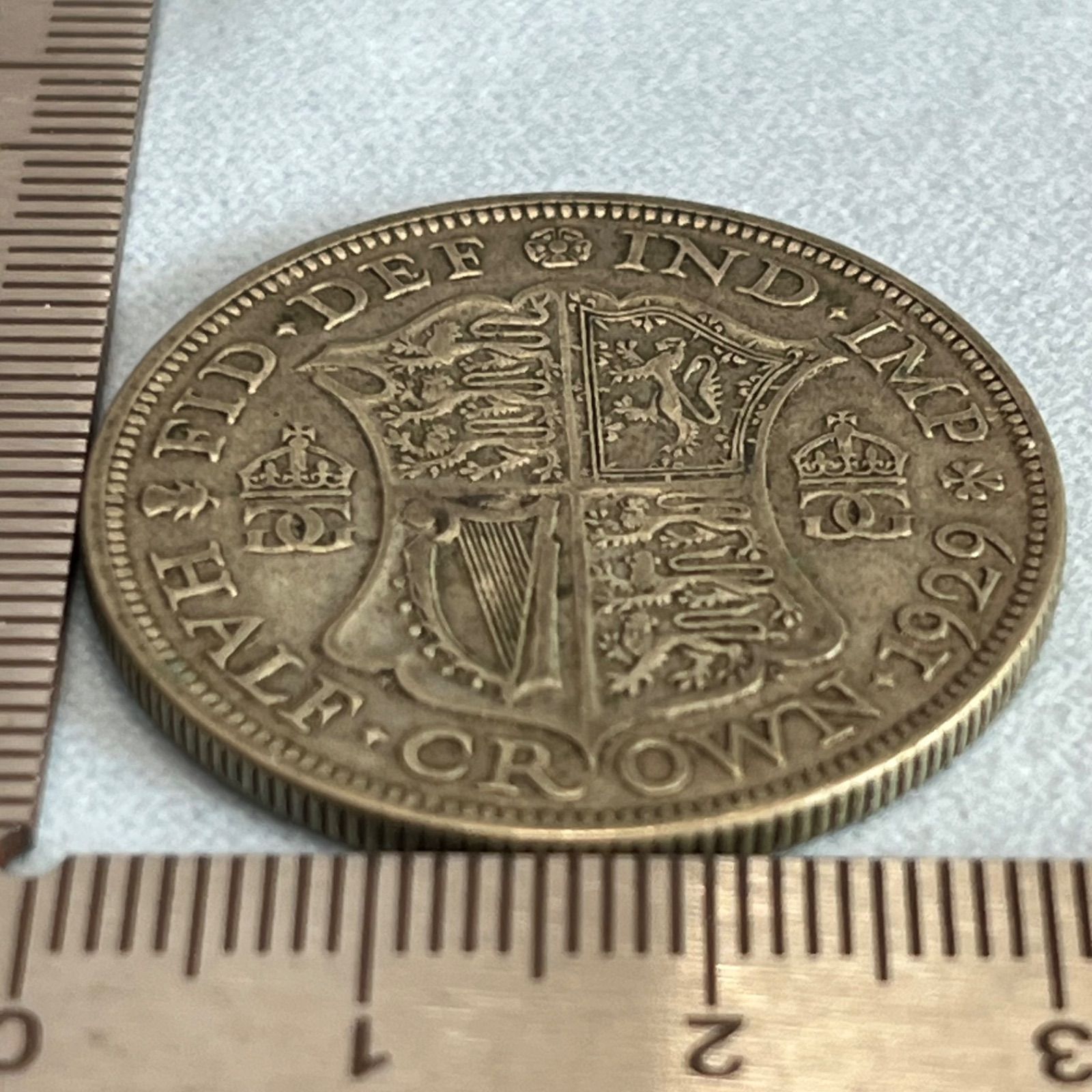 銀貨】1929年 イギリス ジョージ5世 ハーフクラウン銀貨（.500シルバー