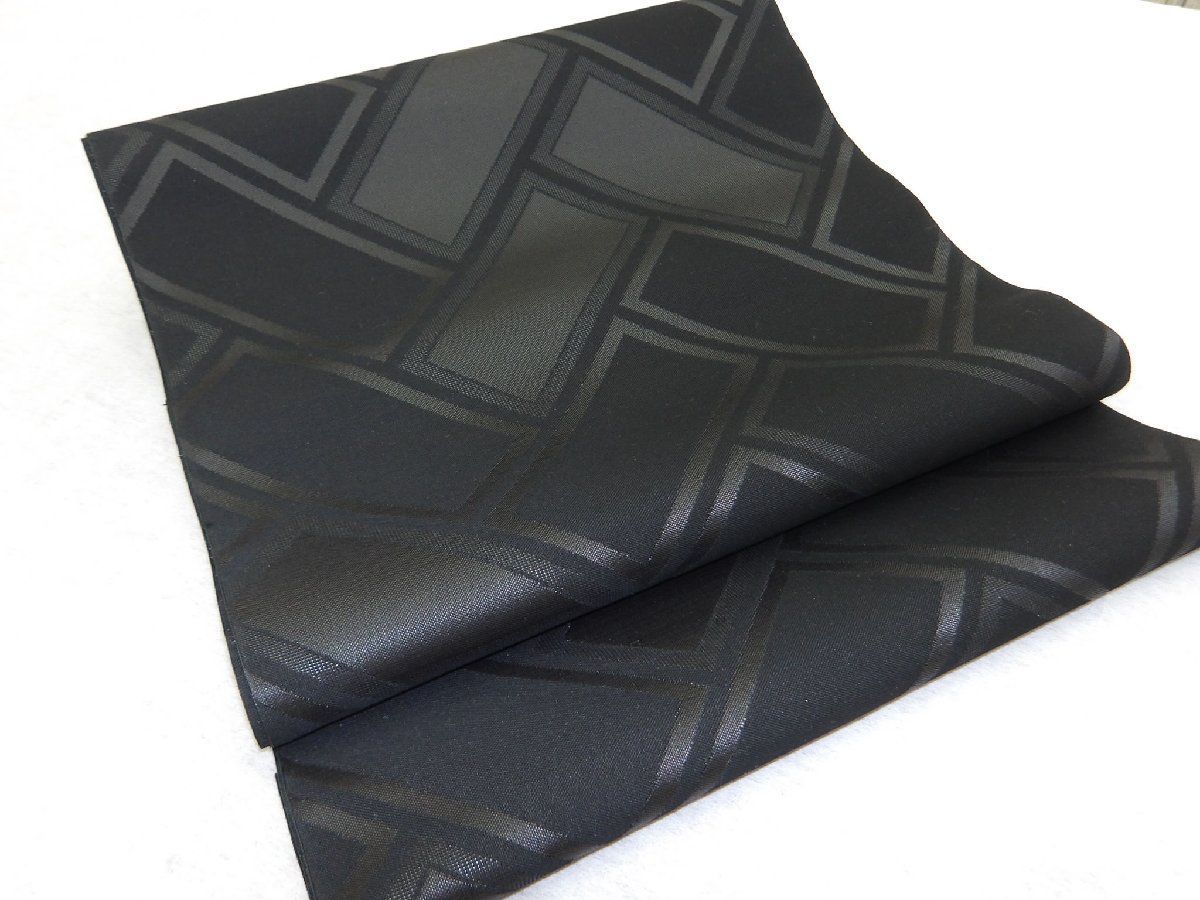 P40735 喪服用 黒共 九寸 名古屋帯 反物 t