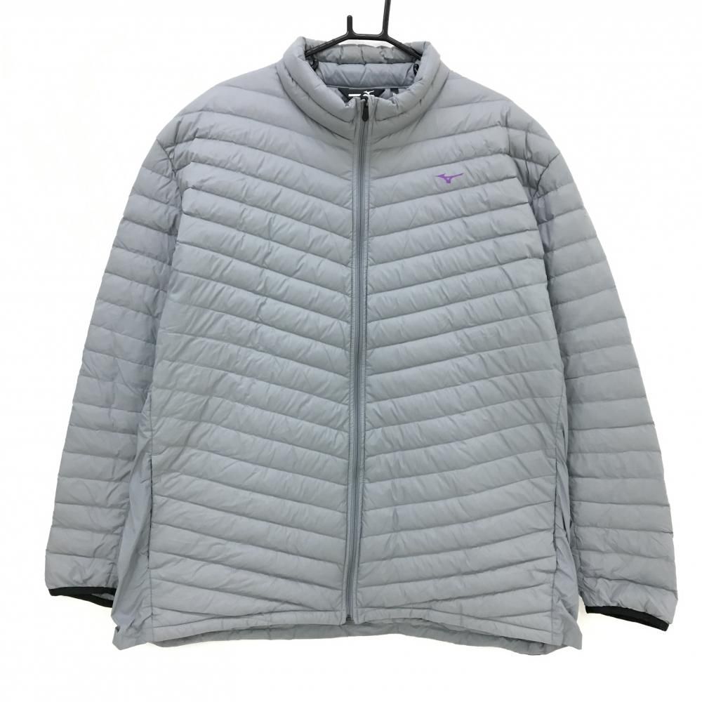 超 ミズノゴルフ ダウンジャケット グレー BREATHTHERMO 収納袋付 メンズ 5L ゴルフウェア 大きいサイズ MIZUNO