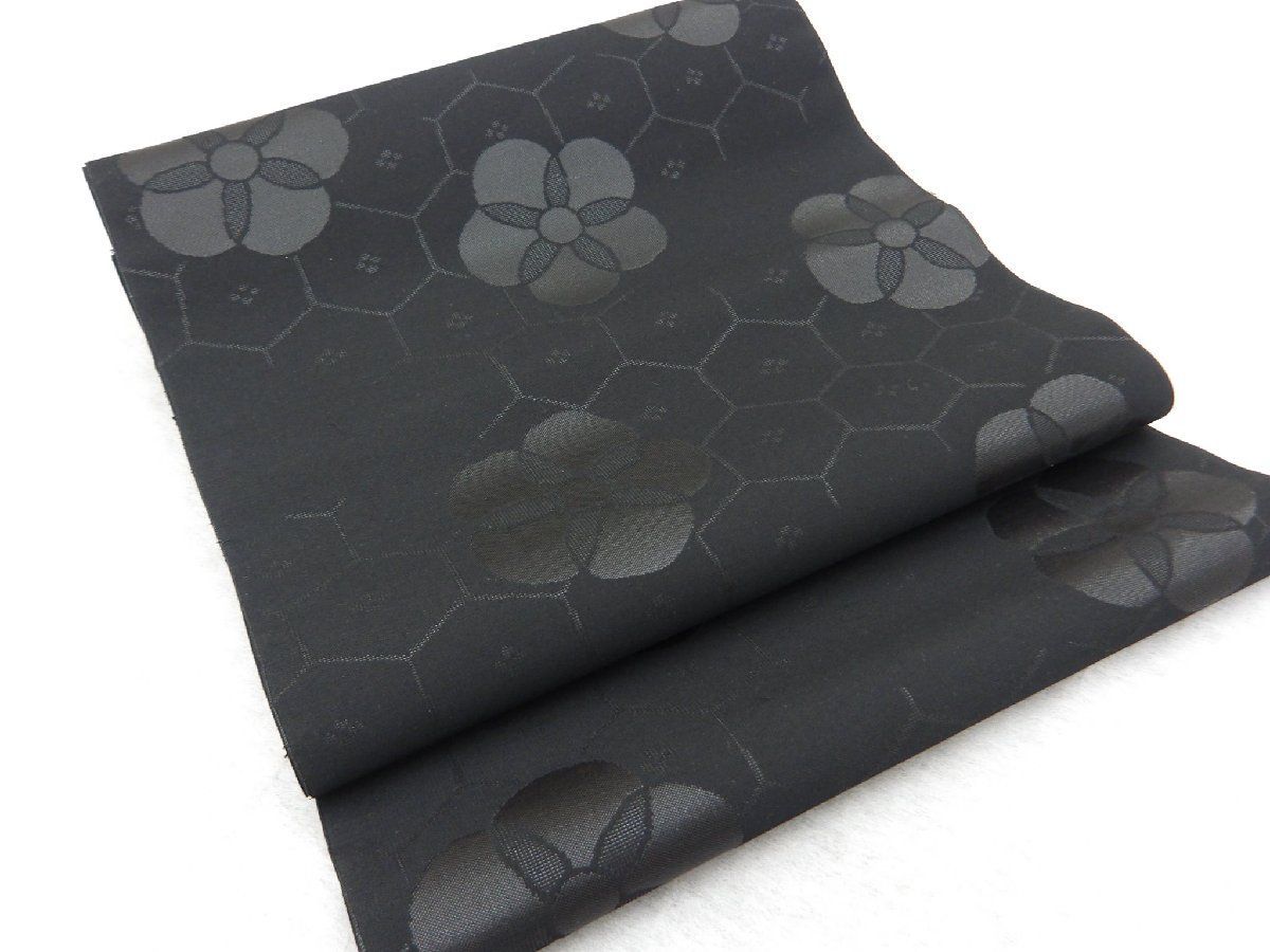 P40736 喪服用 黒共 九寸 名古屋帯 反物 t