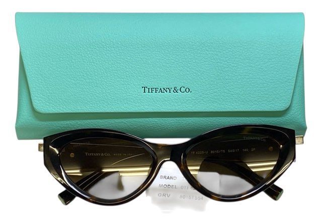 未使用 ティファニー サングラス ティファニーT キャットアイ Tiffany & Co. TF4225 Tモチーフ べっ甲柄 ブラウン 茶色 べっ甲調 TIFFANY レディース メンズ ゴールド　偏光レンズ 未使用 ティファニー サングラス ティファニーT キャットアイ Tiffany