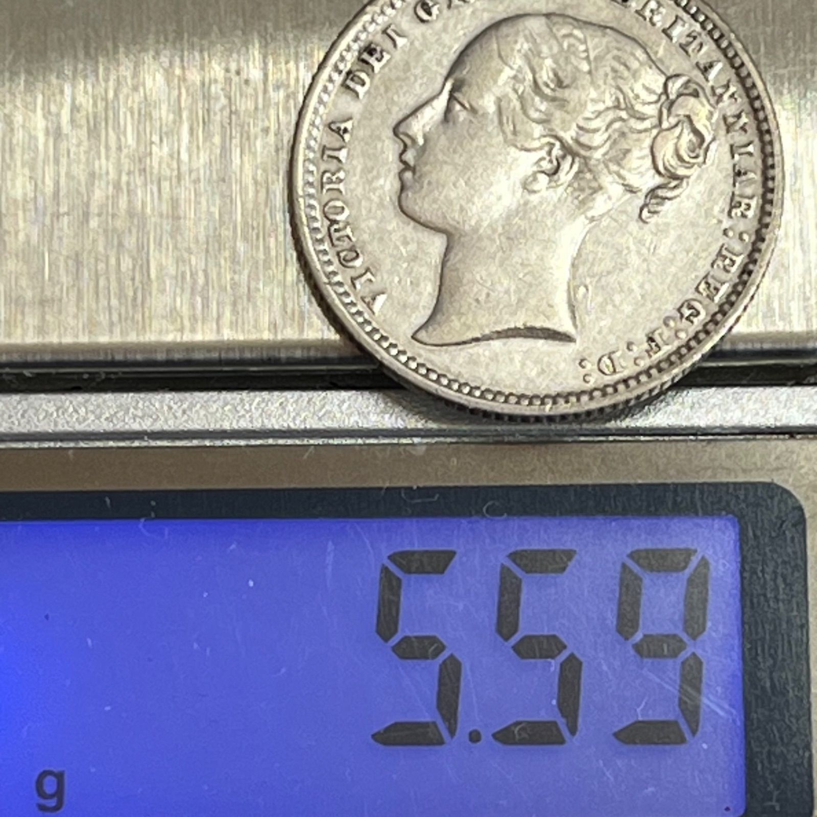 イギリス銀貨 1シリング ヴィクトリア女王 ヤングヘッド 1878 1855年