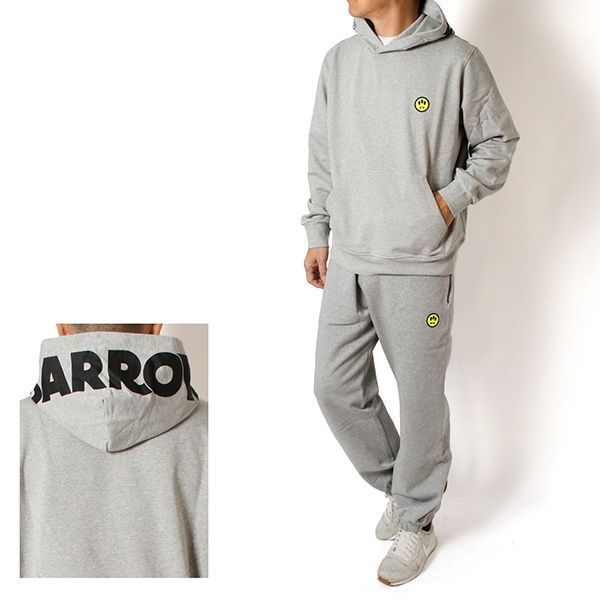 25AWモデル バロウ バロー BARROW アイコニック パーカーパンツ セットアップ 上下セット【107 GREY】 F5BWUAHS058+F5BWUAFP060 107/【2025-26AW】m-tops