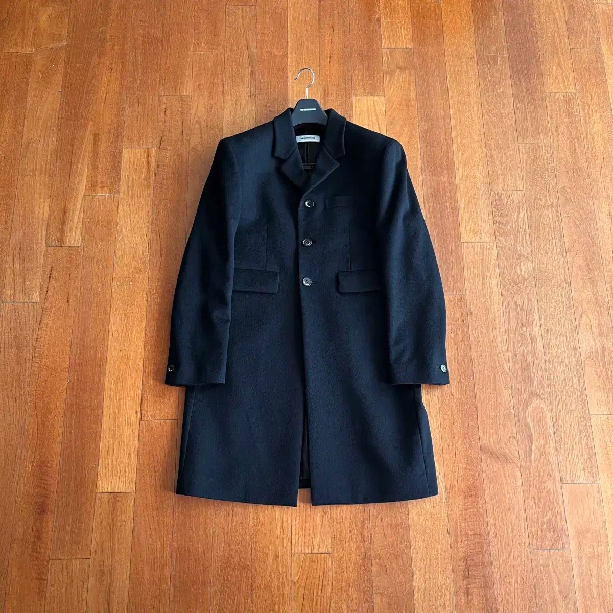 구민성 Single Breasted Cashmere Coat Black