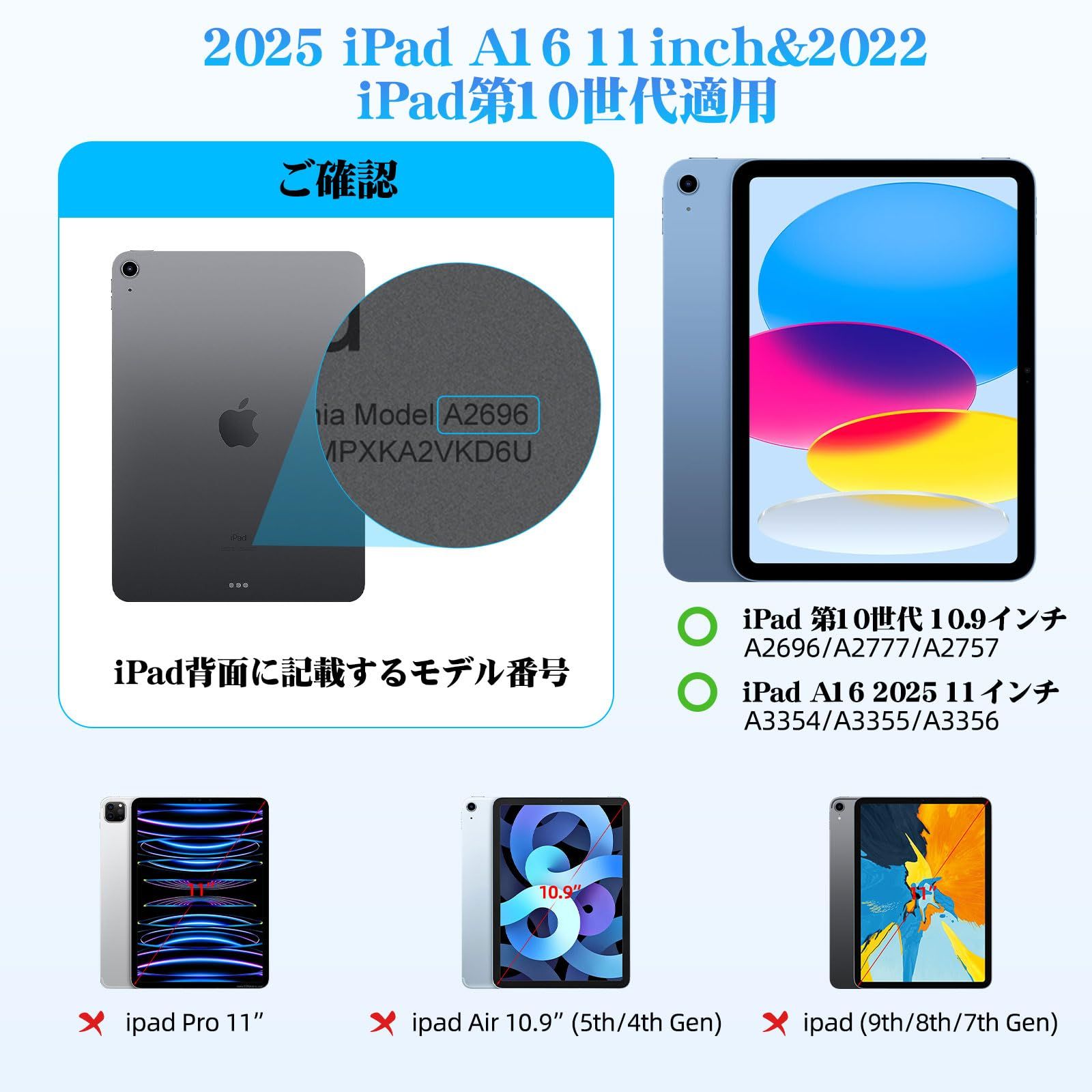 マジックキーボード BETTDOW 2025 iPad A16 11インチ-2025 iPad第10世代 10.9インチ対応スマートキーボード アイパッド 10世代 11世代通用 トラックパッド付き 7色バックライト付き 磁気吸着ケース 日本語配列 日本
