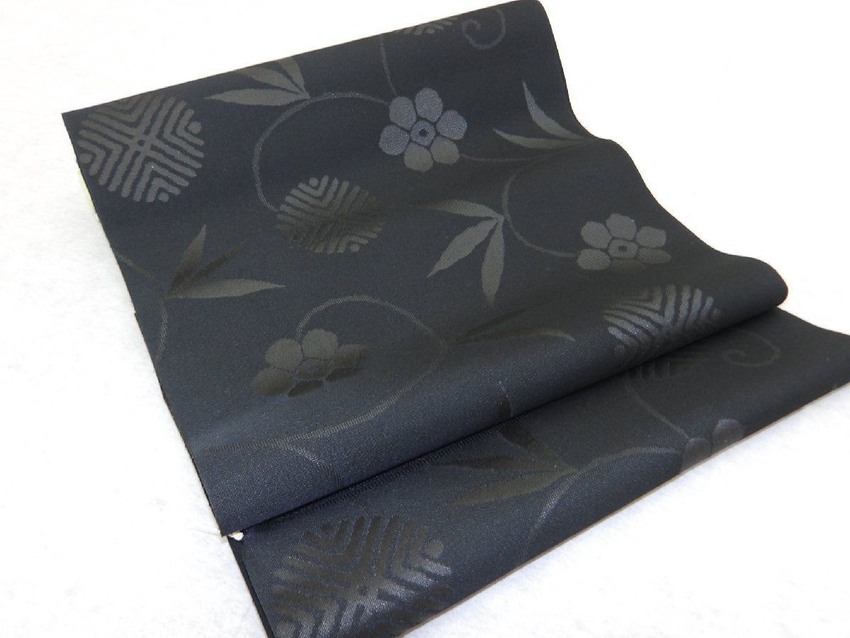 P40737 喪服用 黒共 九寸 名古屋帯 反物 t