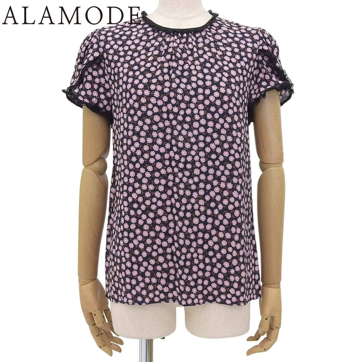 MIUMIU ミュウミュウ 小花柄 ブラウス シャツ|ブラウス 2017年 トップス アパレル ファッション 衣類 38 ビスコースレーヨン ネイビー紺 ピンク レディース 40802158518 アラモード