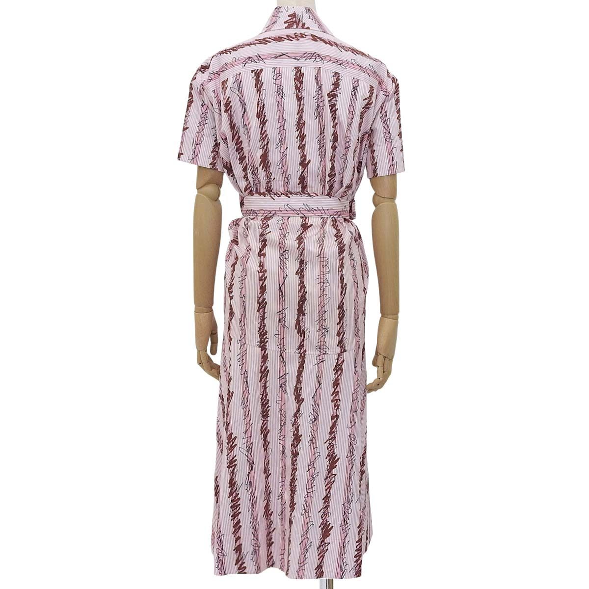 BURBERRY バーバリー ストライプシャツ ワンピース アパレル ファッション 半袖 scribble 落書き 34 コットン レッド赤 ピンク 8002208 レディース 40802158778 アラモード