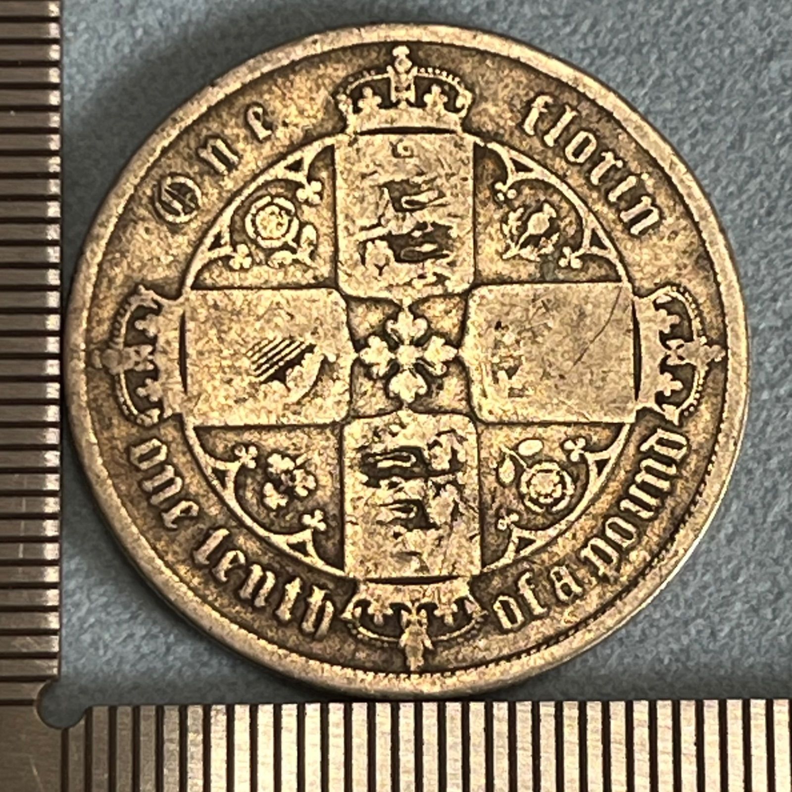 銀貨】希少 1852年 イギリス ヴィクトリア女王 “Gothic Florin”／ゴシック体1/10ポンド銀貨・王冠
