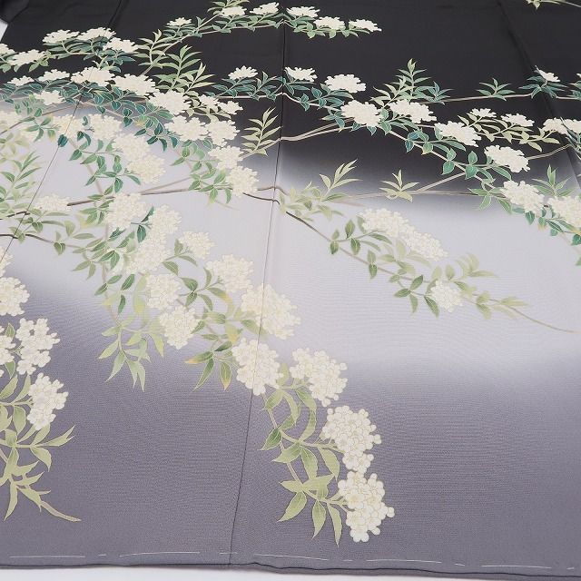 ❁tomihisa❁新品 秀美謹製 枝花 落款 着物 正絹 仕付け糸付”静と華の