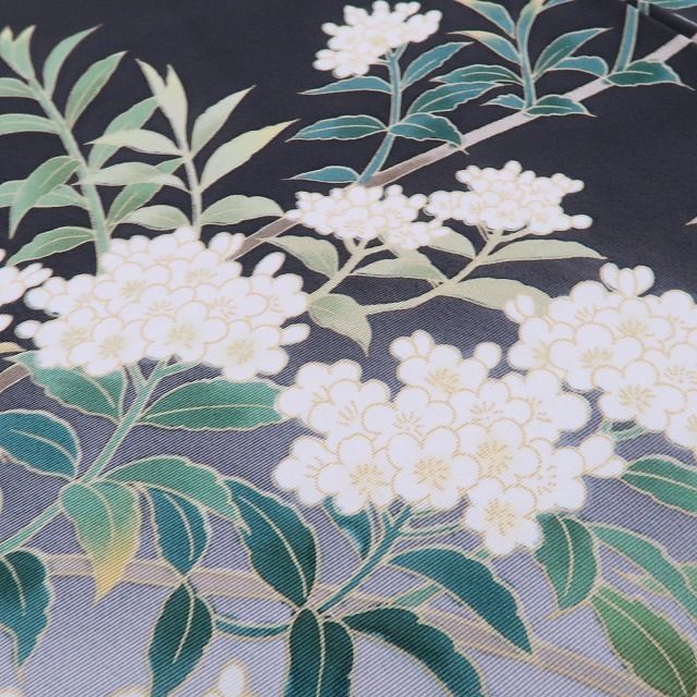 ❁tomihisa❁新品 秀美謹製 枝花 落款 着物 正絹 仕付け糸付”静と華の