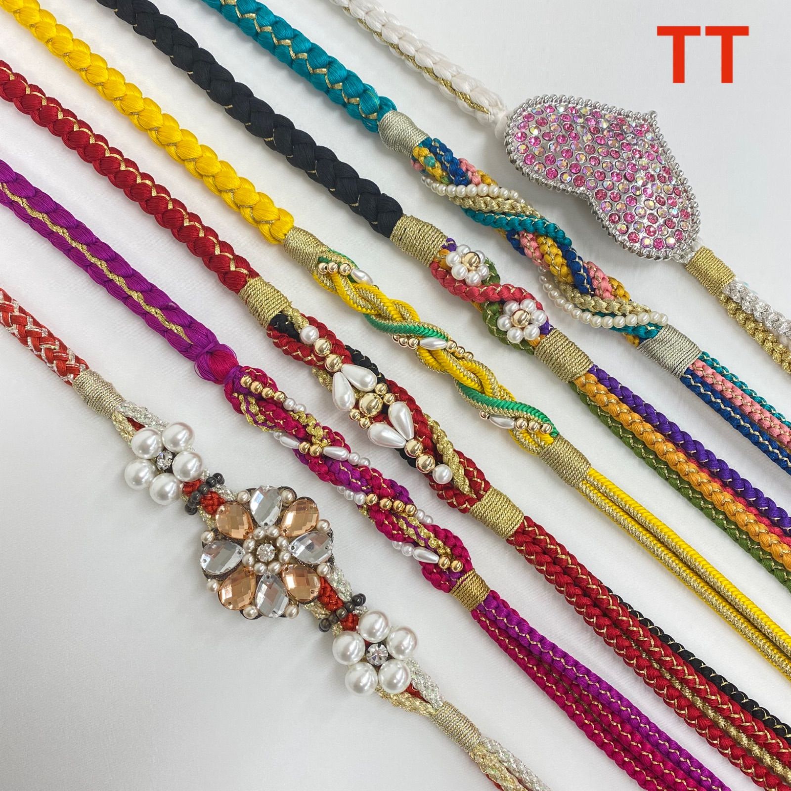 振袖用帯締め 飾り付き 7本おまとめ 正絹 TT