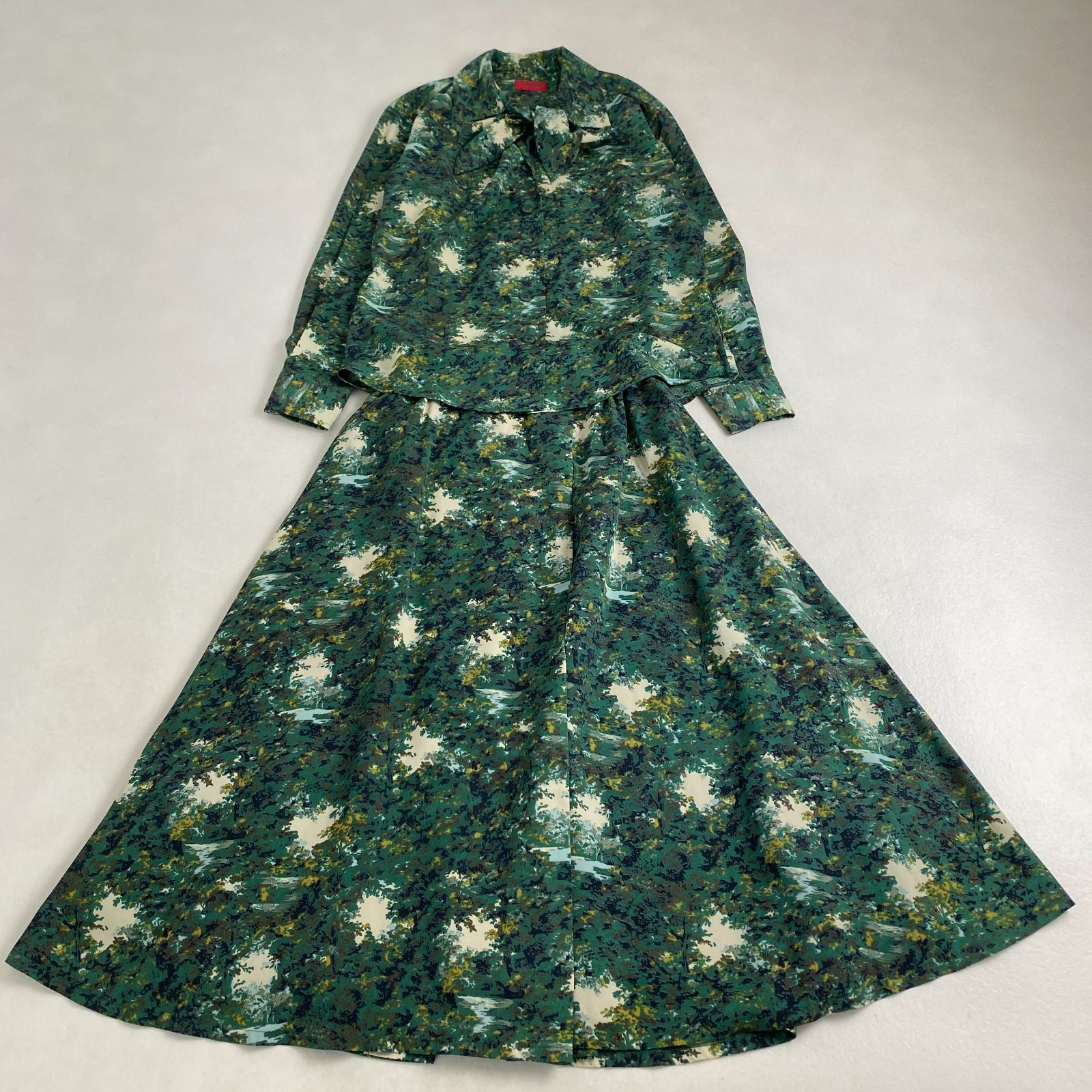 美品 ケンゾー ワンピース セットアップ ロングフレアスカート 総柄 M