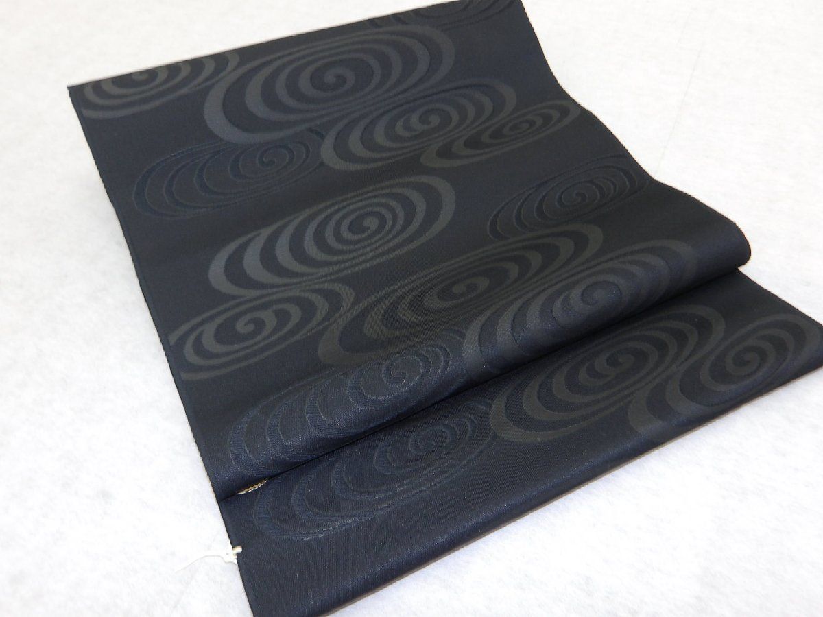 P 40738 喪服用 黒共 九寸 名古屋帯 反物 t