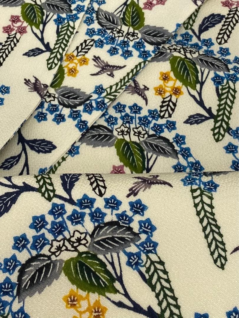 城間栄順 琉球紅型 九寸名古屋帯 鳥 桐 落款入 鬼しぼちりめん