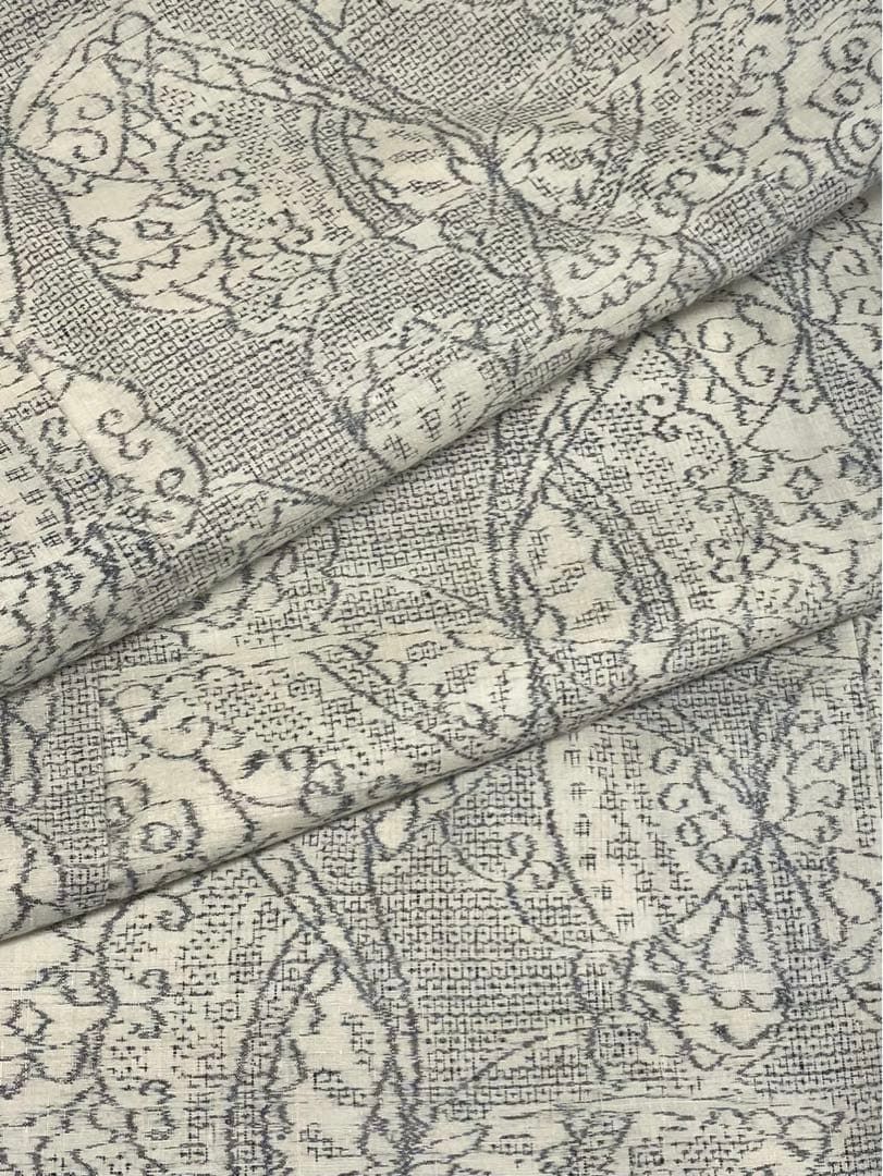 重要無形文化財指定 本場結城紬 100亀甲 正絹 躾糸付き X534 重要無形文化財指定 本場結城紬 100亀甲 井上商事 正絹 躾糸付き