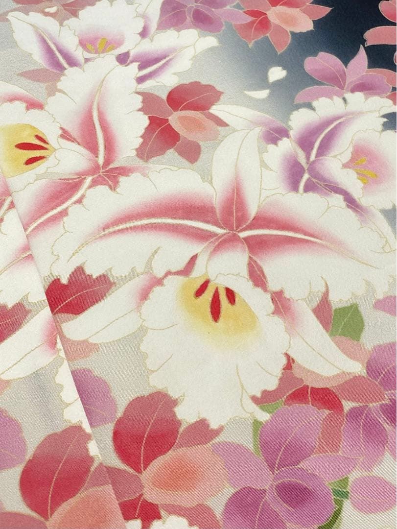 訪問着 手差し 作家物 型友禅 松岡姫 仮絵羽 未仕立て品 伊と幸 胡蝶蘭