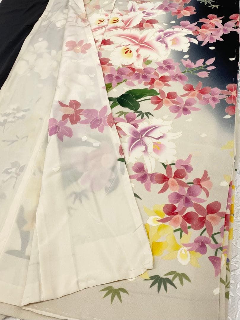 訪問着 手差し 作家物 型友禅 松岡姫 仮絵羽 未仕立て品 伊と幸 胡蝶蘭