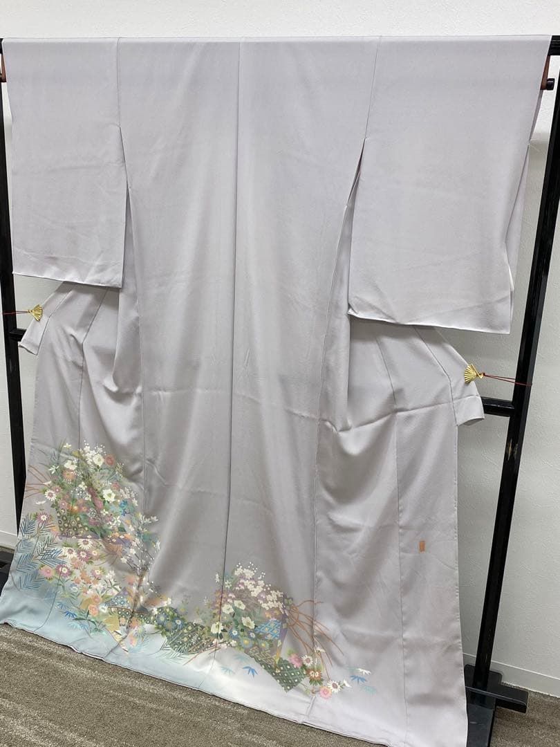 本加賀友禅 稲手明仁 落款入 色留袖 「末広」 仮絵羽 未仕立て品