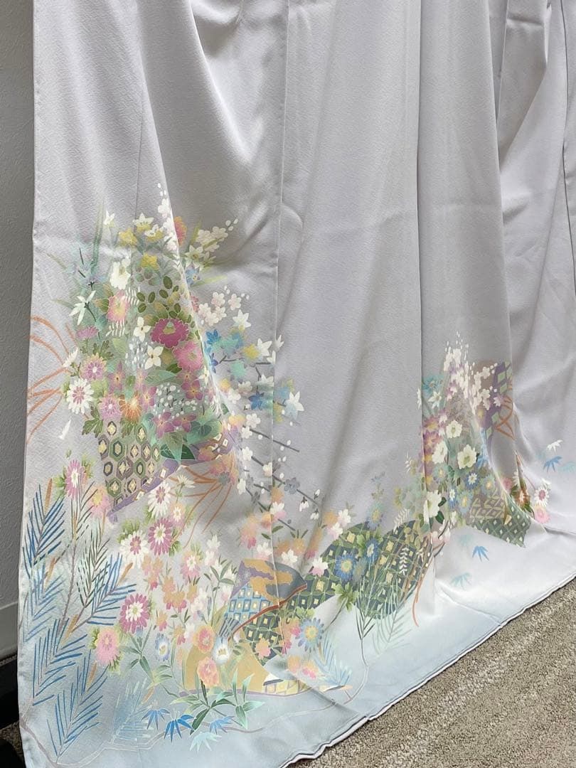 本加賀友禅 稲手明仁 落款入 色留袖 「末広」 仮絵羽 未仕立て品