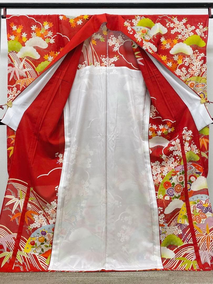久保耕 久美すがた 京友禅 絽 夏物 振袖 銀駒 金彩 正絹 居敷当て付き 