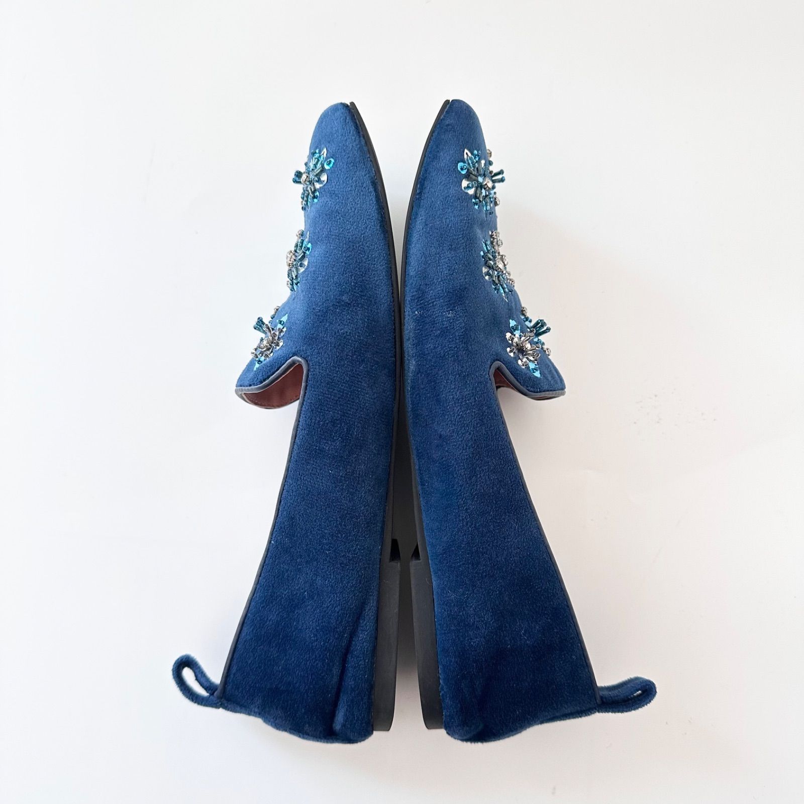  マックスアンドコー ビジュー刺しゅう ベルベット オペラシューズ ブルー サイズ36 その他 靴